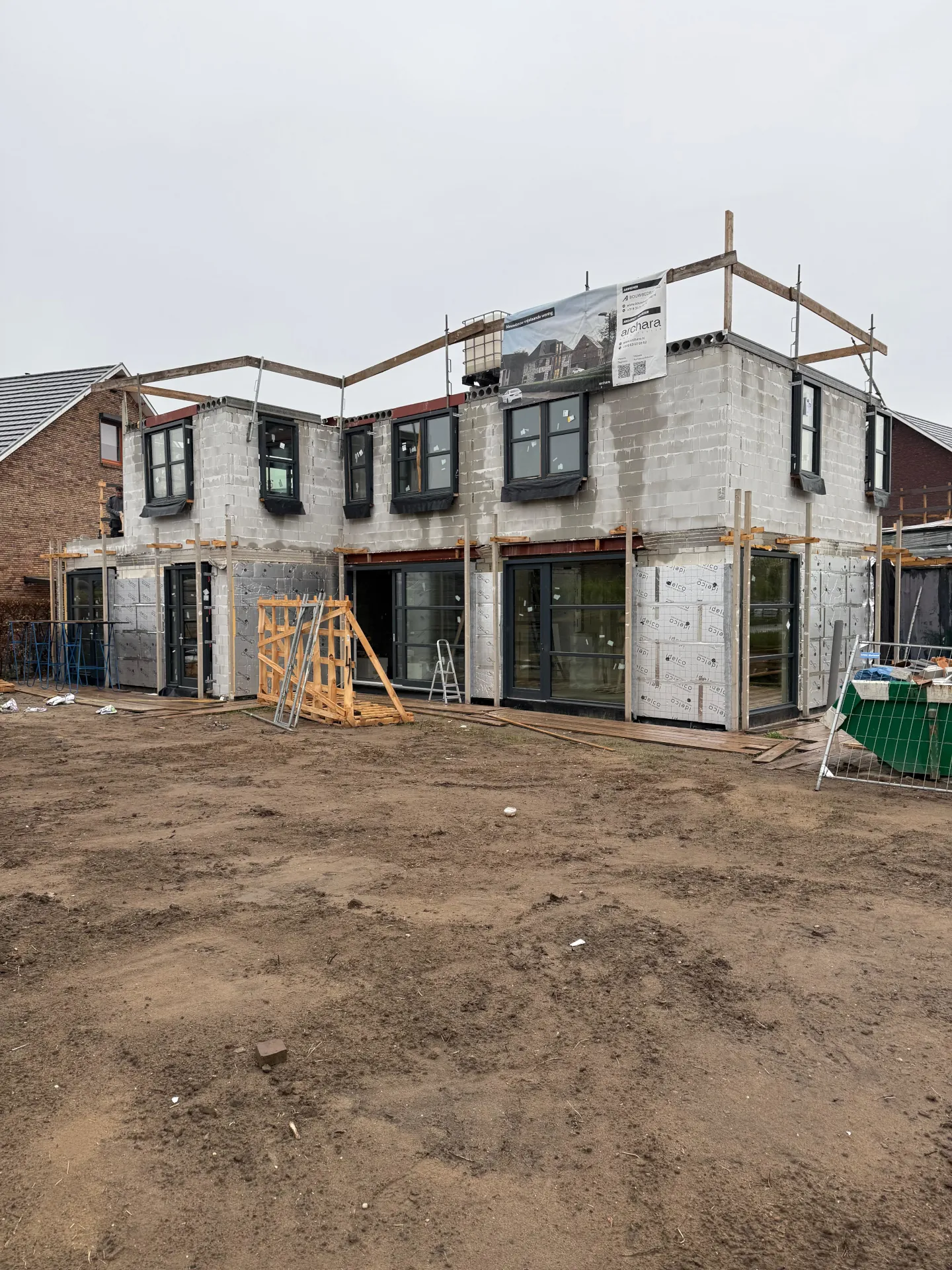 Opbouw van prefab casco in twee lagen bij nieuwbouw